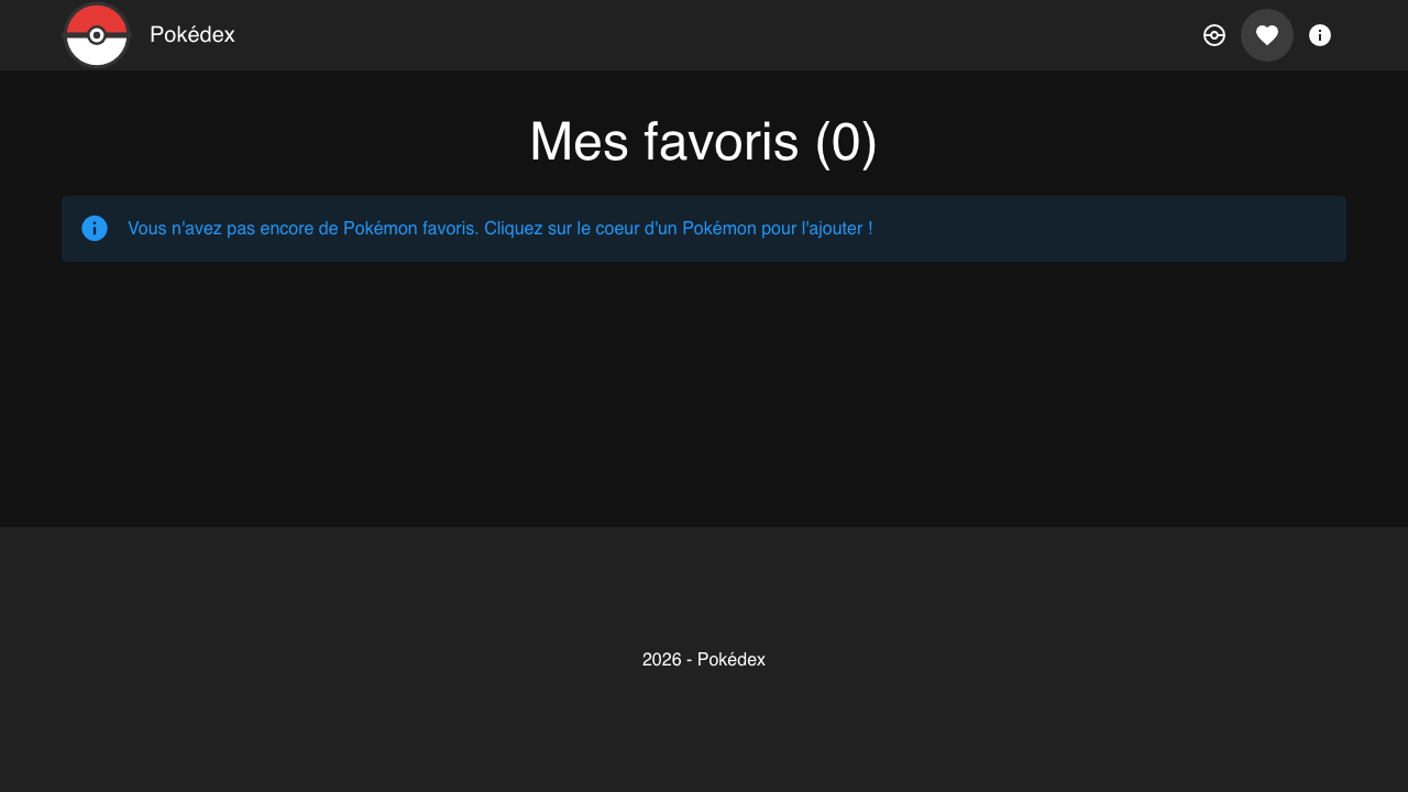 Page favoris vide