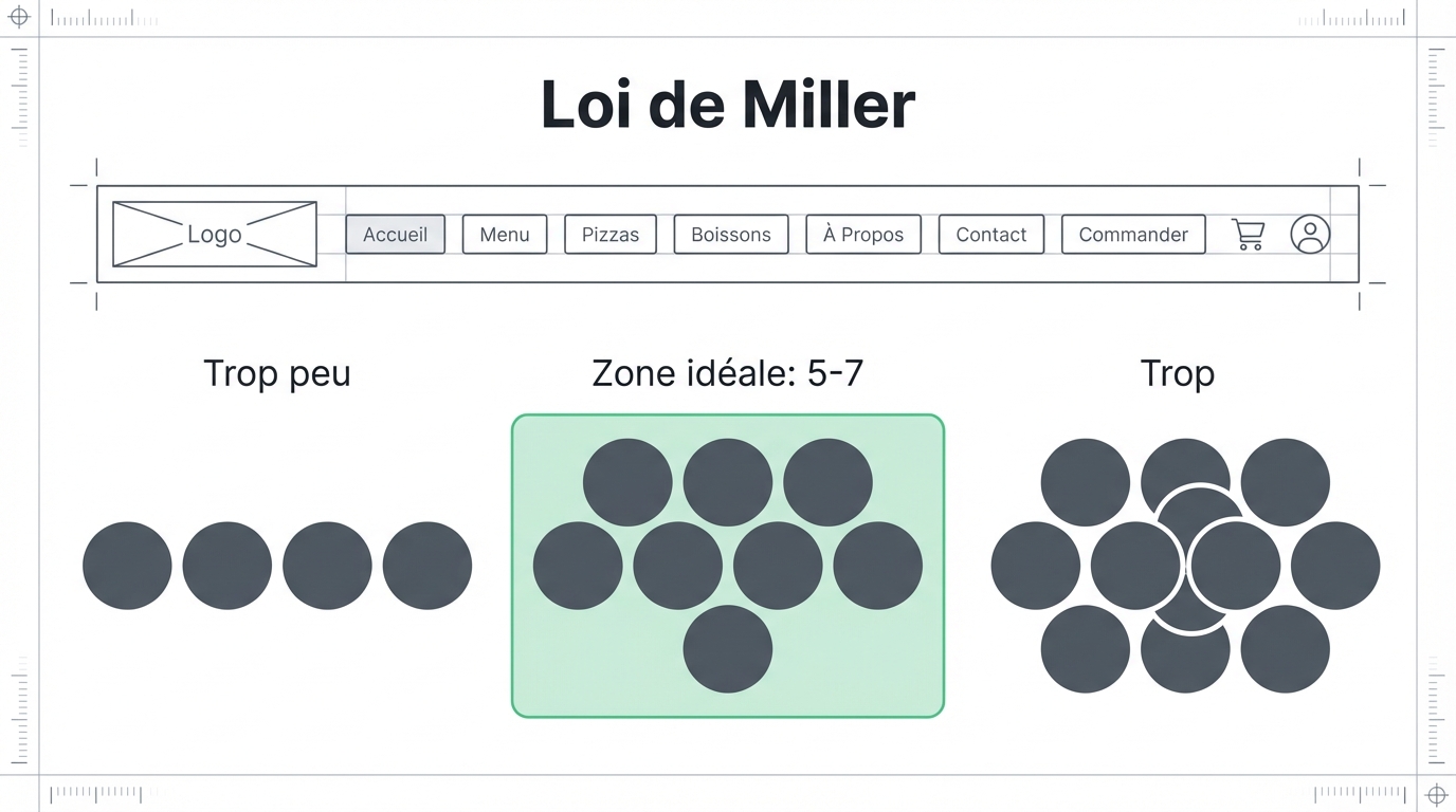 Loi de Miller : zone idéale de 5 à 7 éléments pour la mémoire de travail